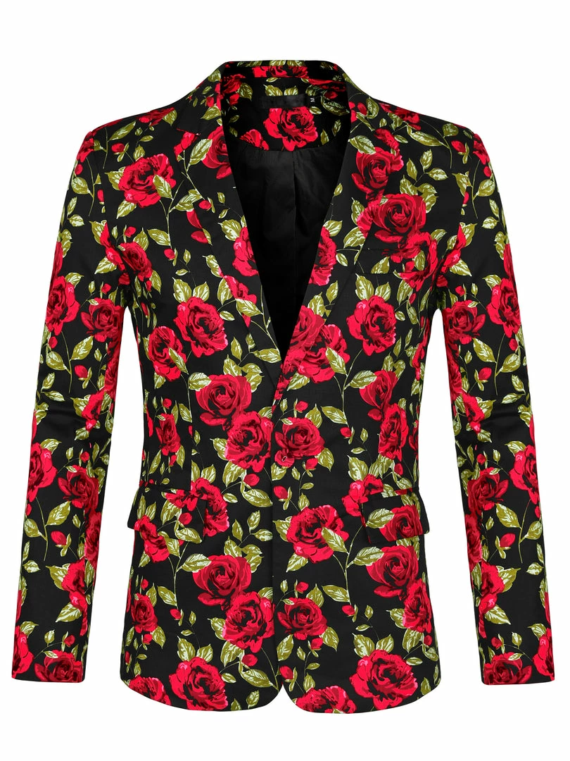 Allegra K Men's Prom Floral Slim Fit One Button Lightweight Prom Suit Blazer Jacket 10 Allegra K Men's Prom Floral Slim Fit One Button Lightweight Prom Suit Blazer Jacket