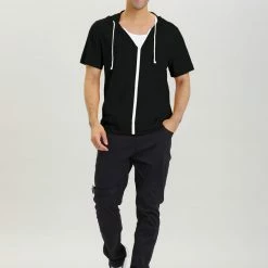 Allegra K Men's Hoodies Solid Color Zip Up Short Sleeve Jackets With Hood 42 Allegra K Men's Hoodies Solid Color Zip Up Short Sleeve Jackets With Hood