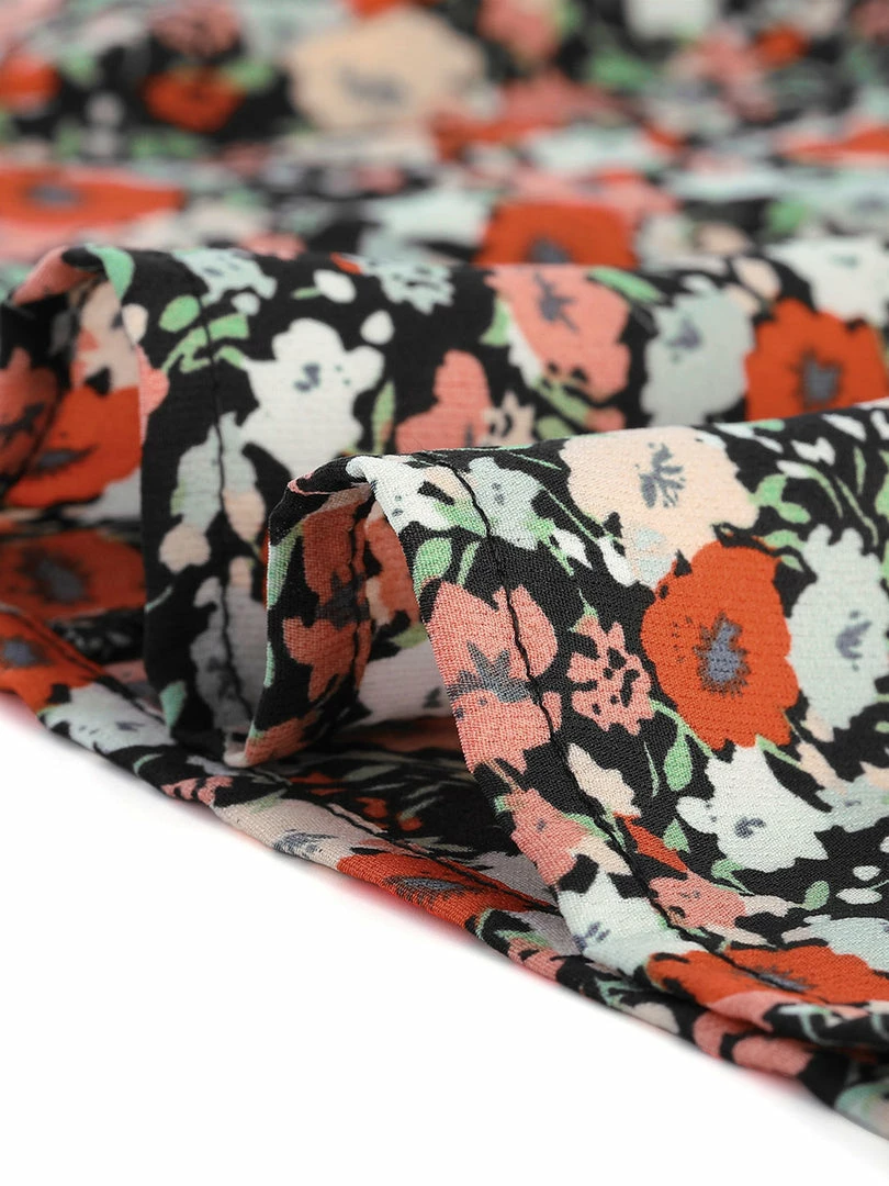 Allegra K Women's Floral Button Up Ruffle Stand Collar Long Sleeve Shirt 20 Allegra K Women's Floral Button Up Ruffle Stand Collar Long Sleeve Shirt