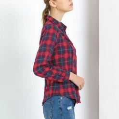 Allegra K Women's Tartan Plaids Button Up Long Sleeve Buffalo Shirt