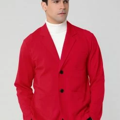 Allegra K 1310-X01 Men Notched Lapel Solid Color Pockets Front Long Sleeve Knit Blazer Coats & Outerwear 107 Allegra K 1310-X01 Men Notched Lapel Solid Color Pockets Front Long Sleeve Knit Blazer Coats & Outerwear