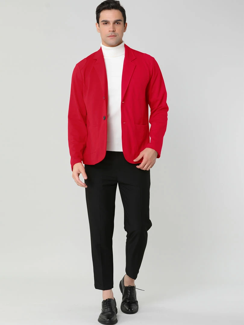 Allegra K 1310-X01 Men Notched Lapel Solid Color Pockets Front Long Sleeve Knit Blazer Coats & Outerwear 55 Allegra K 1310-X01 Men Notched Lapel Solid Color Pockets Front Long Sleeve Knit Blazer Coats & Outerwear