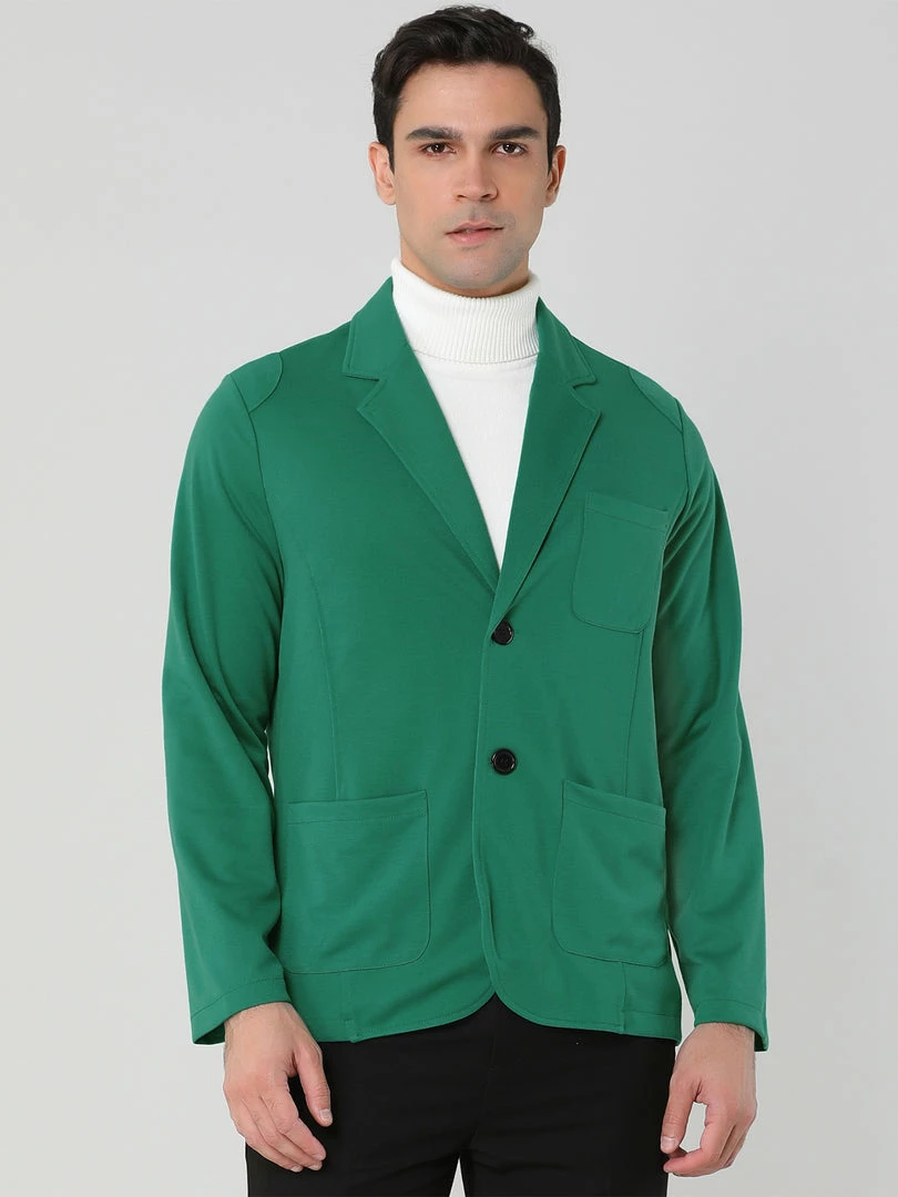 Allegra K 1310-X01 Men Notched Lapel Solid Color Pockets Front Long Sleeve Knit Blazer Coats & Outerwear 7 Allegra K 1310-X01 Men Notched Lapel Solid Color Pockets Front Long Sleeve Knit Blazer Coats & Outerwear