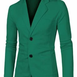 Allegra K 1310-X01 Men Notched Lapel Solid Color Pockets Front Long Sleeve Knit Blazer Coats & Outerwear
