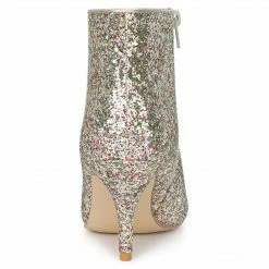 Allegra K Shoes Women's Glitter Pointed Toe Stiletto Heel Ankle Boots 33 Allegra K Shoes Women's Glitter Pointed Toe Stiletto Heel Ankle Boots
