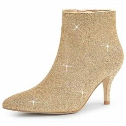 Allegra K Shoes Women's Glitter Pointed Toe Stiletto Heel Ankle Boots 44 Allegra K Shoes Women's Glitter Pointed Toe Stiletto Heel Ankle Boots