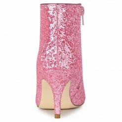 Allegra K Shoes Women's Glitter Pointed Toe Stiletto Heel Ankle Boots 39 Allegra K Shoes Women's Glitter Pointed Toe Stiletto Heel Ankle Boots