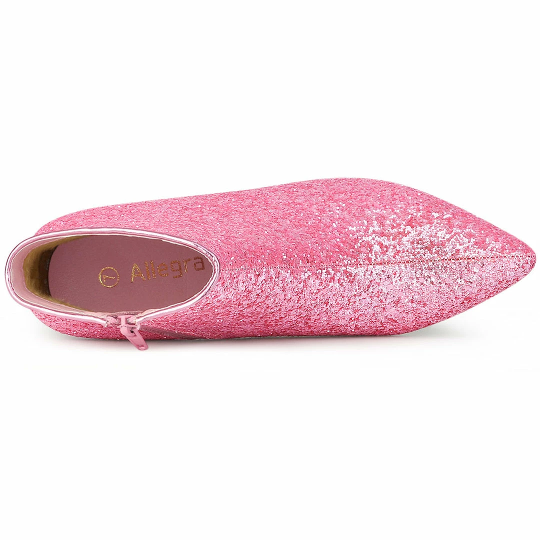 Allegra K Shoes Women's Glitter Pointed Toe Stiletto Heel Ankle Boots 14 Allegra K Shoes Women's Glitter Pointed Toe Stiletto Heel Ankle Boots