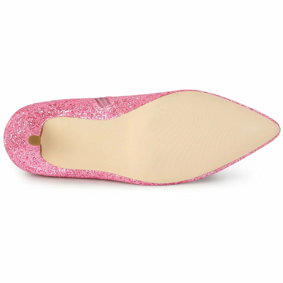 Allegra K Shoes Women's Glitter Pointed Toe Stiletto Heel Ankle Boots 15 Allegra K Shoes Women's Glitter Pointed Toe Stiletto Heel Ankle Boots