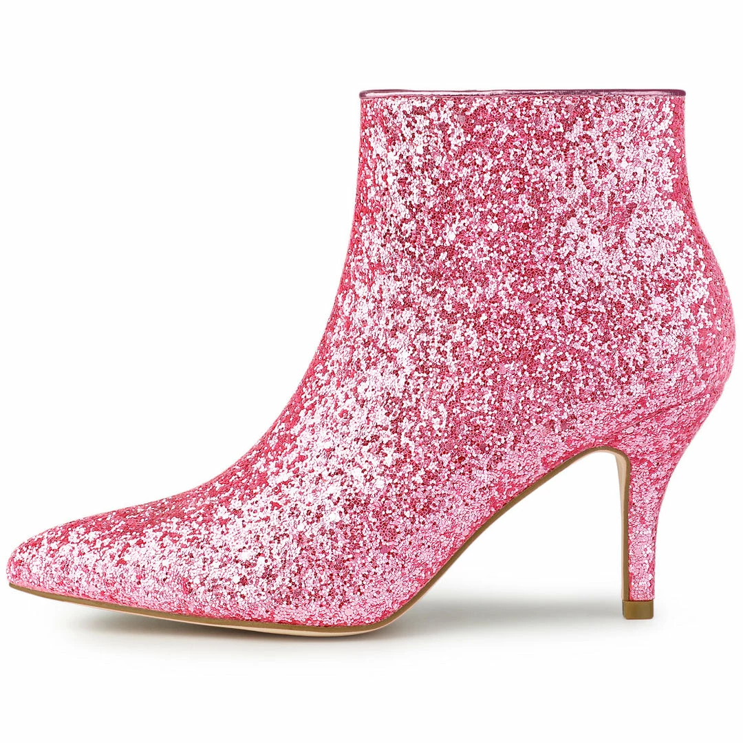 Allegra K Shoes Women's Glitter Pointed Toe Stiletto Heel Ankle Boots 17 Allegra K Shoes Women's Glitter Pointed Toe Stiletto Heel Ankle Boots