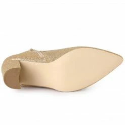 Allegra K Women's Glitter Pointed Toe Block Heel Ankle Boots Shoes