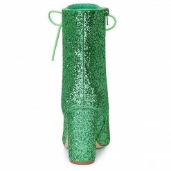 Allegra K Women's Glitter Pointed Toe Block Heel Ankle Boots Shoes