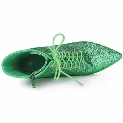 Allegra K Women's Glitter Pointed Toe Block Heel Ankle Boots Shoes