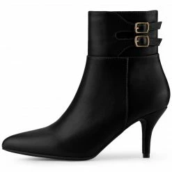 Allegra K Shoes Women's Pointed Toe Buckle Stiletto Heels Ankle Boots 45 Allegra K Shoes Women's Pointed Toe Buckle Stiletto Heels Ankle Boots