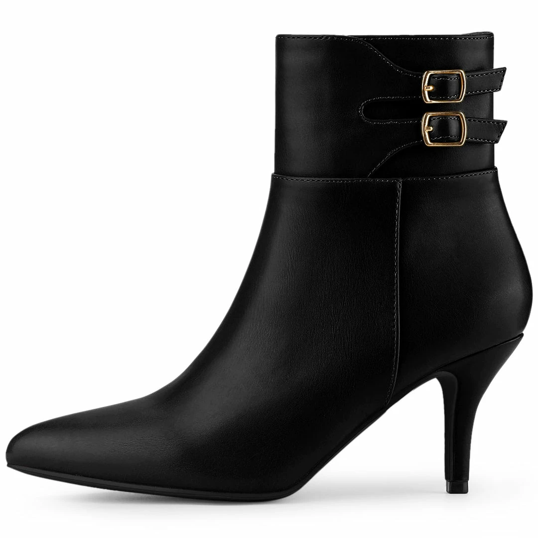 Allegra K Shoes Women's Pointed Toe Buckle Stiletto Heels Ankle Boots 24 Allegra K Shoes Women's Pointed Toe Buckle Stiletto Heels Ankle Boots