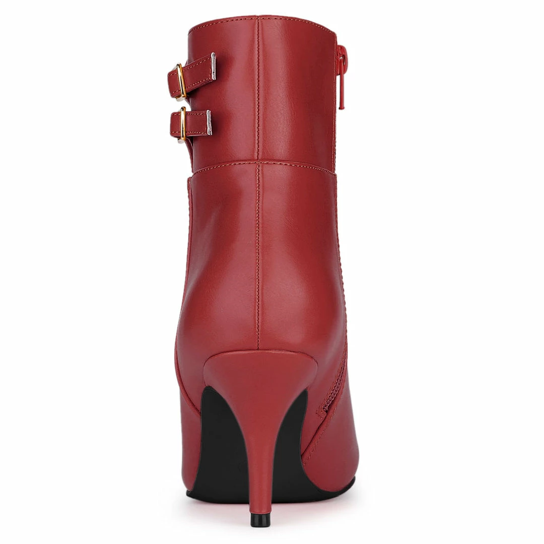 Allegra K Shoes Women's Pointed Toe Buckle Stiletto Heels Ankle Boots 6 Allegra K Shoes Women's Pointed Toe Buckle Stiletto Heels Ankle Boots