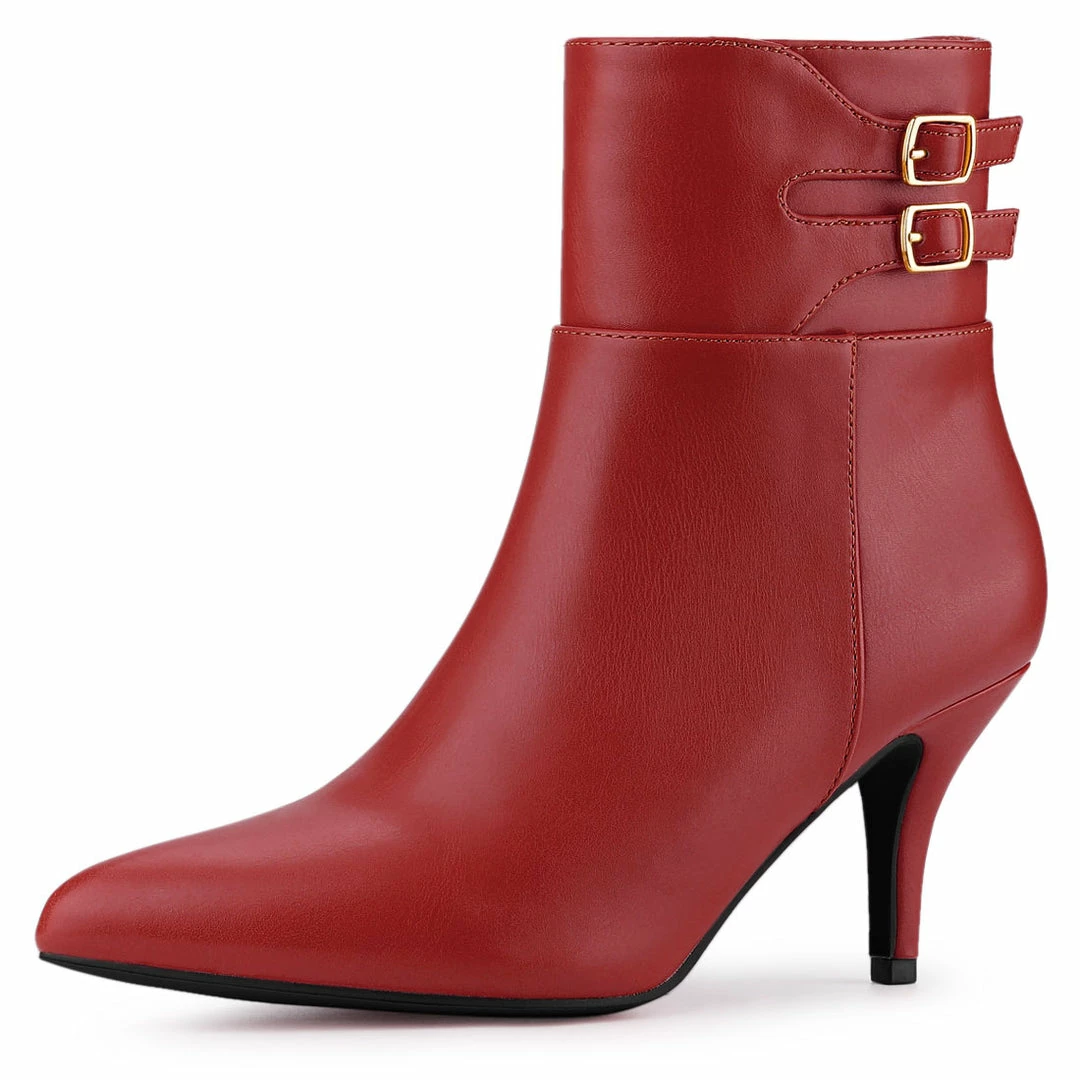 Allegra K Shoes Women's Pointed Toe Buckle Stiletto Heels Ankle Boots 4 Allegra K Shoes Women's Pointed Toe Buckle Stiletto Heels Ankle Boots