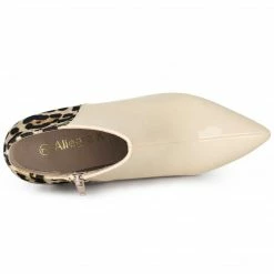 Allegra K Shoes Women's Contrast Color Leopard Print Stiletto Heel Ankle Boots