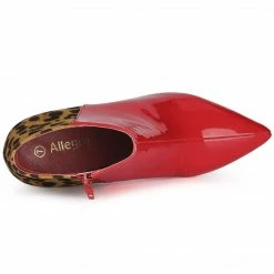 Allegra K Shoes Women's Contrast Color Leopard Print Stiletto Heel Ankle Boots