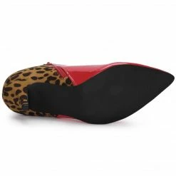 Allegra K Shoes Women's Contrast Color Leopard Print Stiletto Heel Ankle Boots