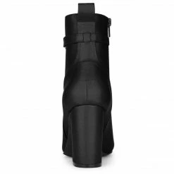 Allegra K Women's Pointed Toe Chunky High Heels Ankle Boots