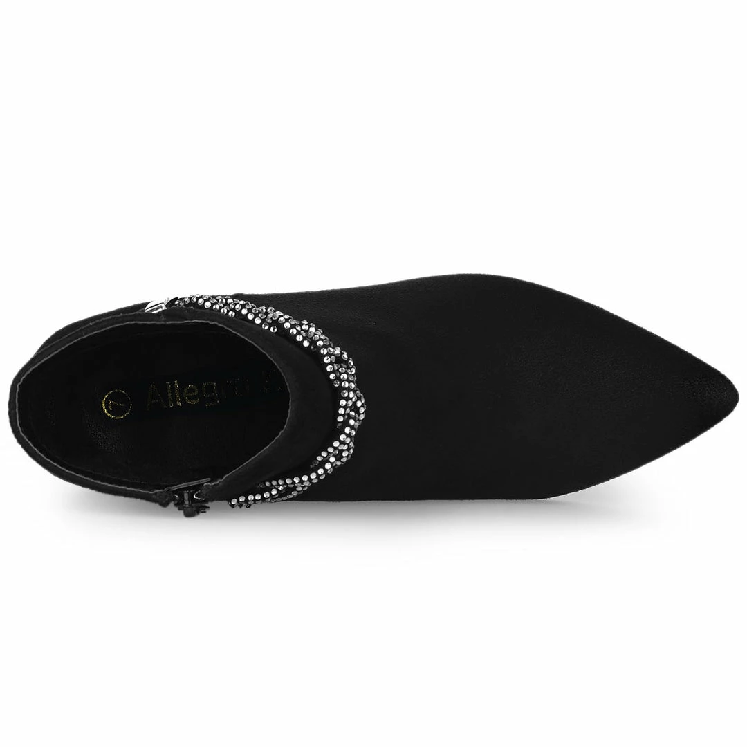 Allegra K Shoes Women's Pointed Toe Rhinestone Chunky Heel Ankle Boots 21 Allegra K Shoes Women's Pointed Toe Rhinestone Chunky Heel Ankle Boots