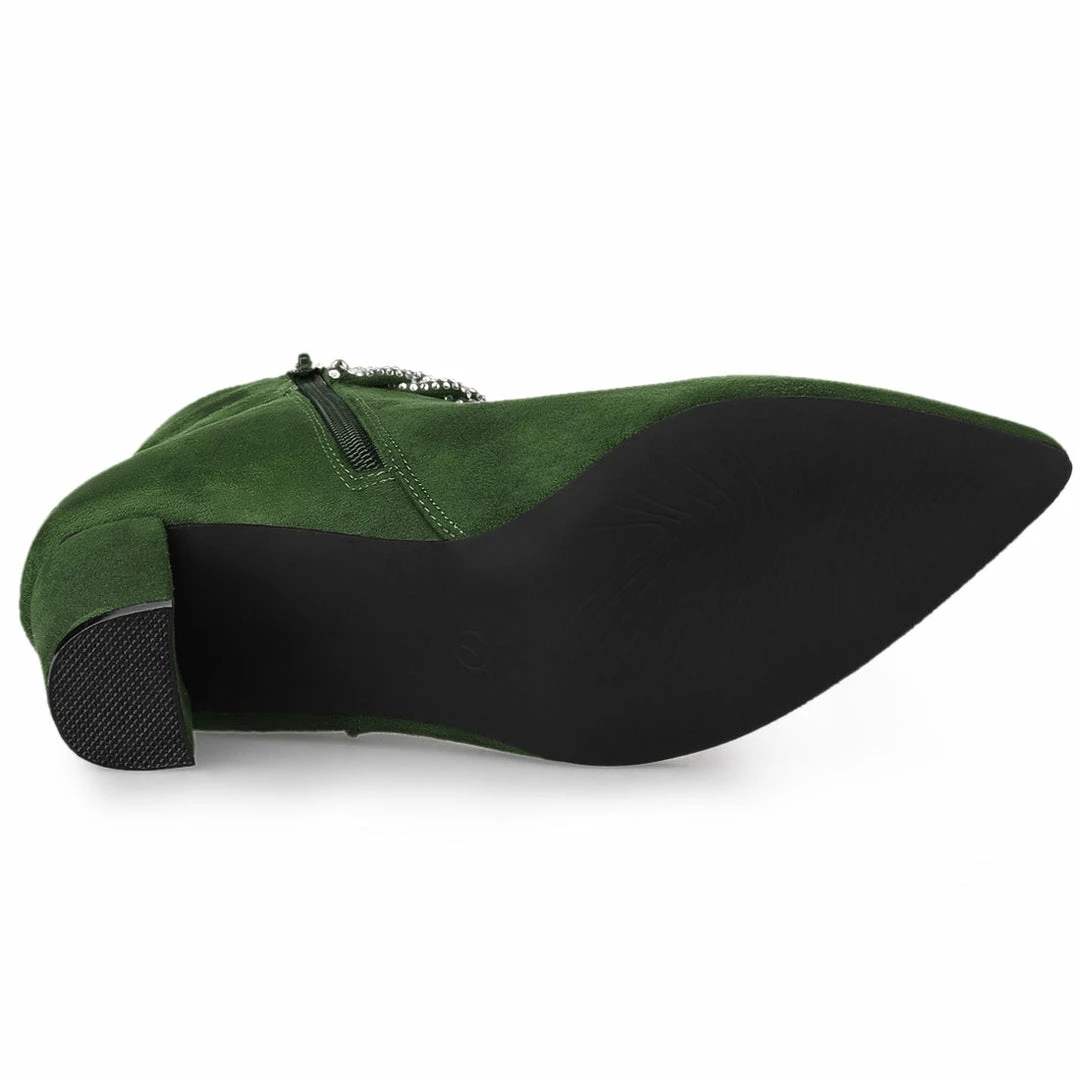 Allegra K Shoes Women's Pointed Toe Rhinestone Chunky Heel Ankle Boots 15 Allegra K Shoes Women's Pointed Toe Rhinestone Chunky Heel Ankle Boots