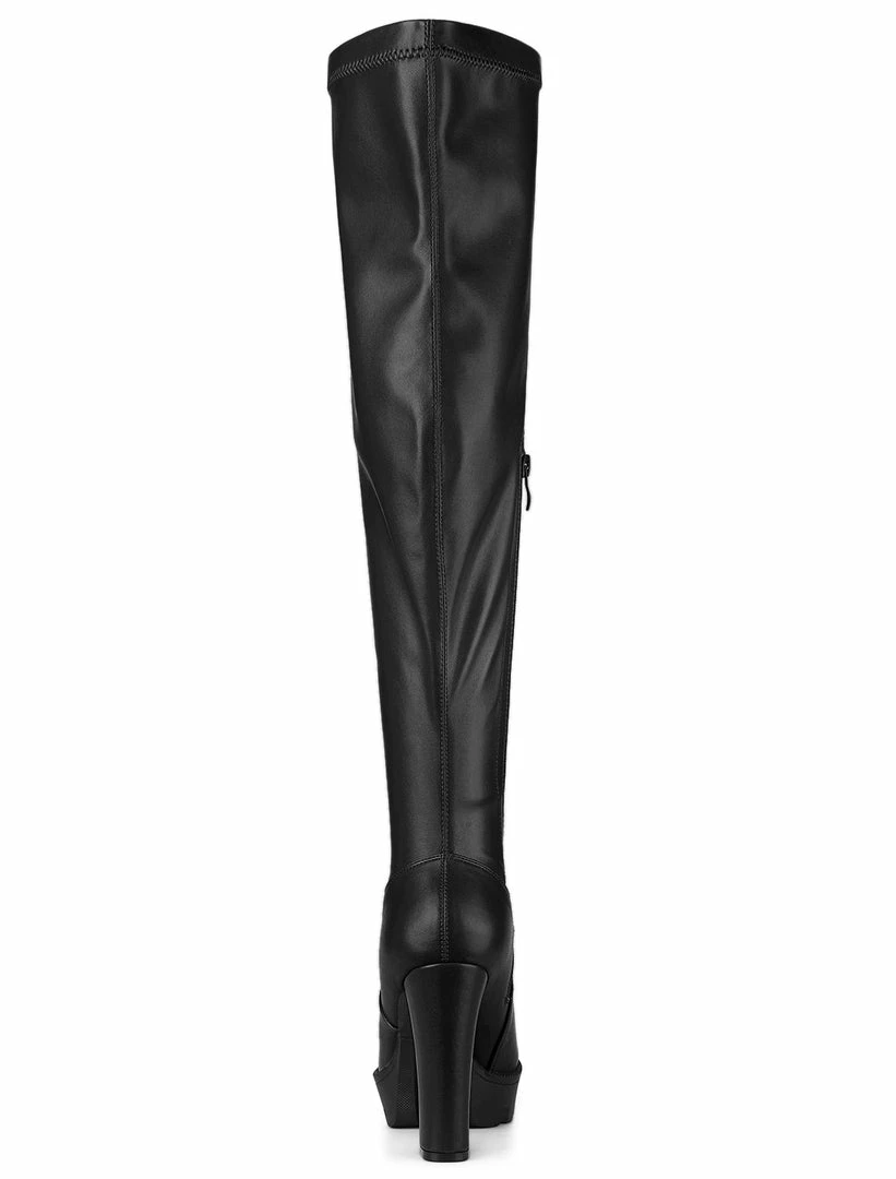 Allegra K Women's Platform Heels Chunky Heel Over Knee High Boots 7 Allegra K Women's Platform Heels Chunky Heel Over Knee High Boots