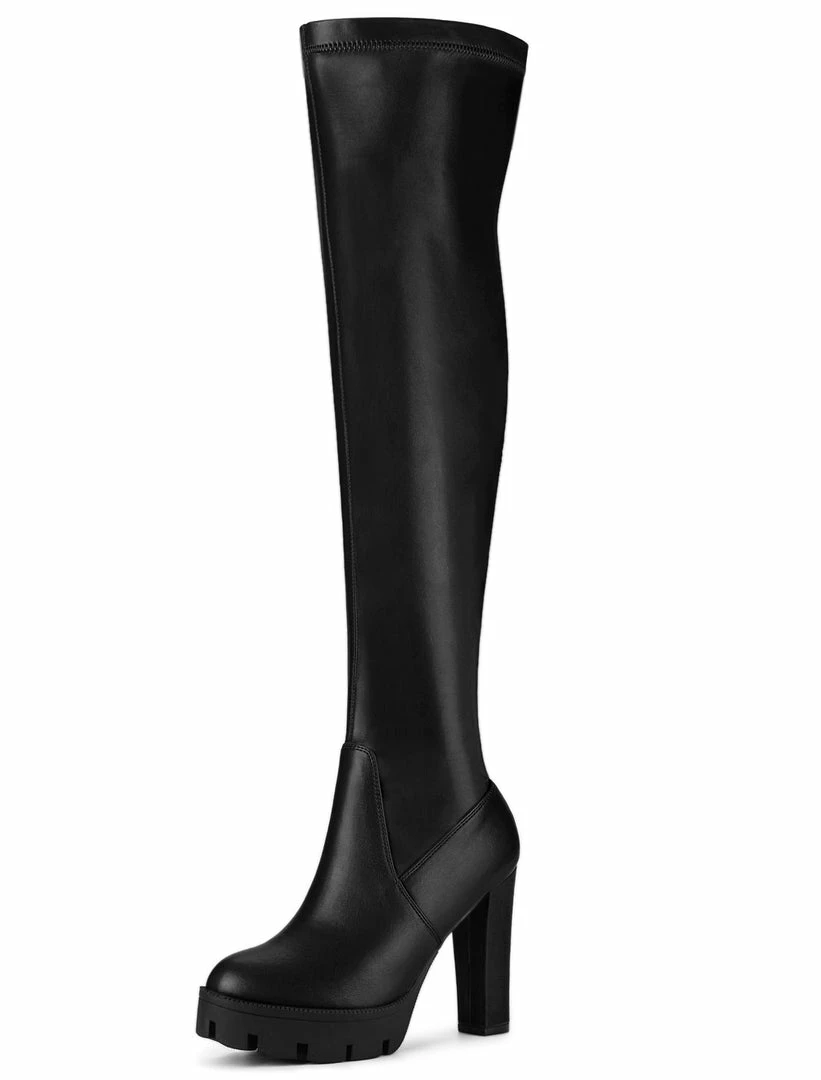 Allegra K Women's Platform Heels Chunky Heel Over Knee High Boots 4 Allegra K Women's Platform Heels Chunky Heel Over Knee High Boots
