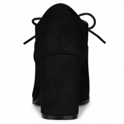 Allegra K Shoes Women's Pointed Toe Lace Up Chunky Heel Ankle Boots