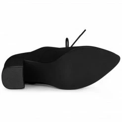 Allegra K Shoes Women's Pointed Toe Lace Up Chunky Heel Ankle Boots