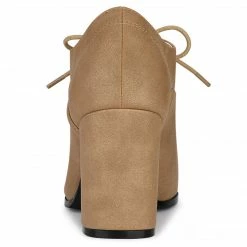 Allegra K Shoes Women's Pointed Toe Lace Up Chunky Heel Ankle Boots