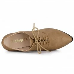 Allegra K Shoes Women's Pointed Toe Lace Up Chunky Heel Ankle Boots