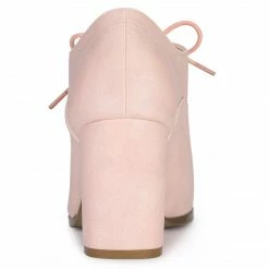 Allegra K Shoes Women's Pointed Toe Lace Up Chunky Heel Ankle Boots