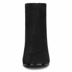 Allegra K Women's Square Toe Chunky Electroplated Heel Ankle Boots Shoes