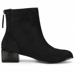 Allegra K Women's Square Toe Chunky Electroplated Heel Ankle Boots Shoes