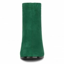 Allegra K Women's Square Toe Chunky Electroplated Heel Ankle Boots Shoes