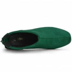 Allegra K Women's Square Toe Chunky Electroplated Heel Ankle Boots Shoes