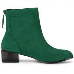 Allegra K Women's Square Toe Chunky Electroplated Heel Ankle Boots Shoes