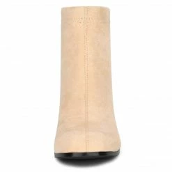 Allegra K Women's Square Toe Chunky Electroplated Heel Ankle Boots Shoes