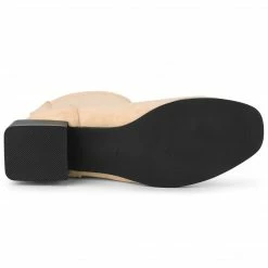 Allegra K Women's Square Toe Chunky Electroplated Heel Ankle Boots Shoes