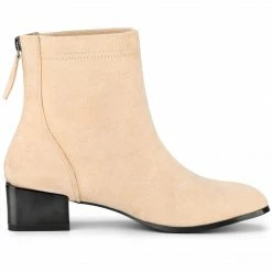 Allegra K Women's Square Toe Chunky Electroplated Heel Ankle Boots Shoes