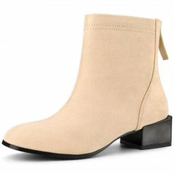 Allegra K Women's Square Toe Chunky Electroplated Heel Ankle Boots Shoes