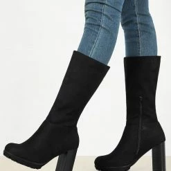 Allegra K Women's Mid Calf Block Heel Boots Shoes 39 Allegra K Women's Mid Calf Block Heel Boots Shoes