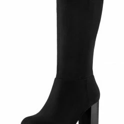 Allegra K Women's Mid Calf Block Heel Boots Shoes 38 Allegra K Women's Mid Calf Block Heel Boots Shoes