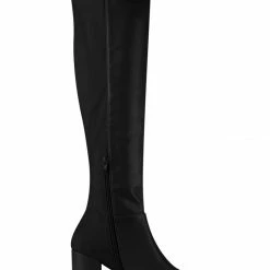 Allegra K Women's Round Toe Knee High Chunky Heel Boots Shoes