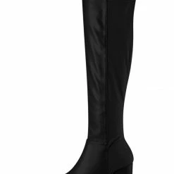 Allegra K Women's Round Toe Knee High Chunky Heel Boots Shoes