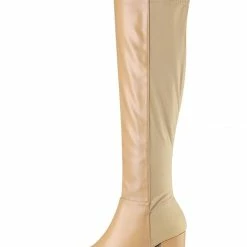 Allegra K Women's Round Toe Knee High Chunky Heel Boots Shoes
