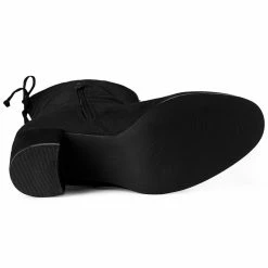 Allegra K Women's Round Toe Chunky Heel Over The Knee High Boots Shoes