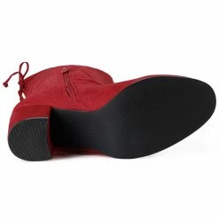 Allegra K Women's Round Toe Chunky Heel Over The Knee High Boots Shoes